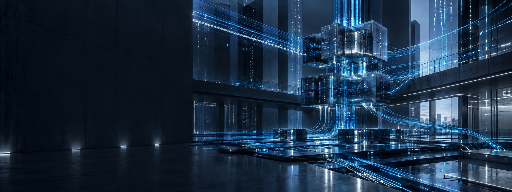 Abstract AI compute nodes connected by enterprise network paths